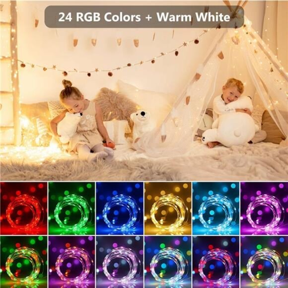 50ft Fairy Lights 150 LED RGB Warm White Color Changing String Lights Outdoor In - Picture 2 of 7